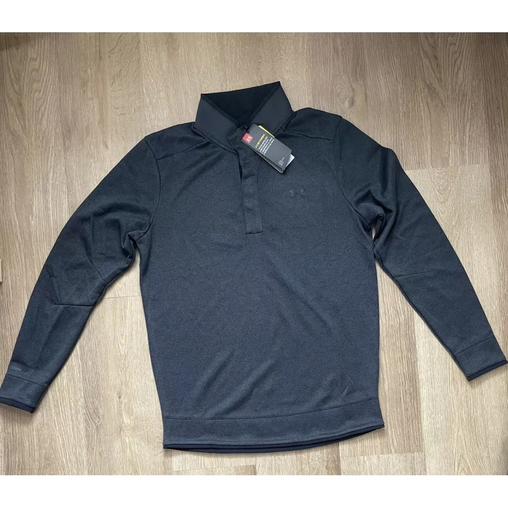 Under Armour Mens MD Golf Storm Sweater Fleece Heather Snap Mock Neck Long Sle